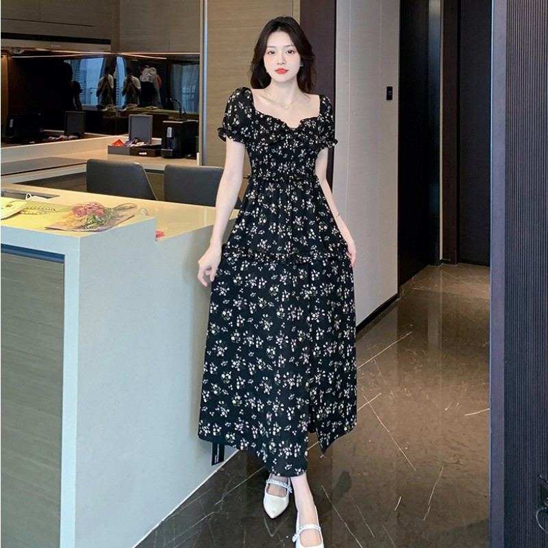 Split Korean style dress temperament long dress for women