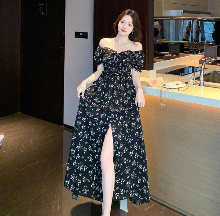 Split Korean style dress temperament long dress for women