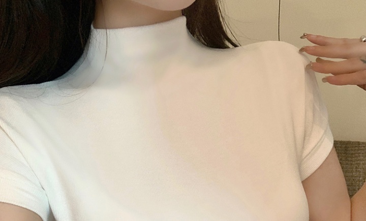 Half high collar T-shirt slim tops for women