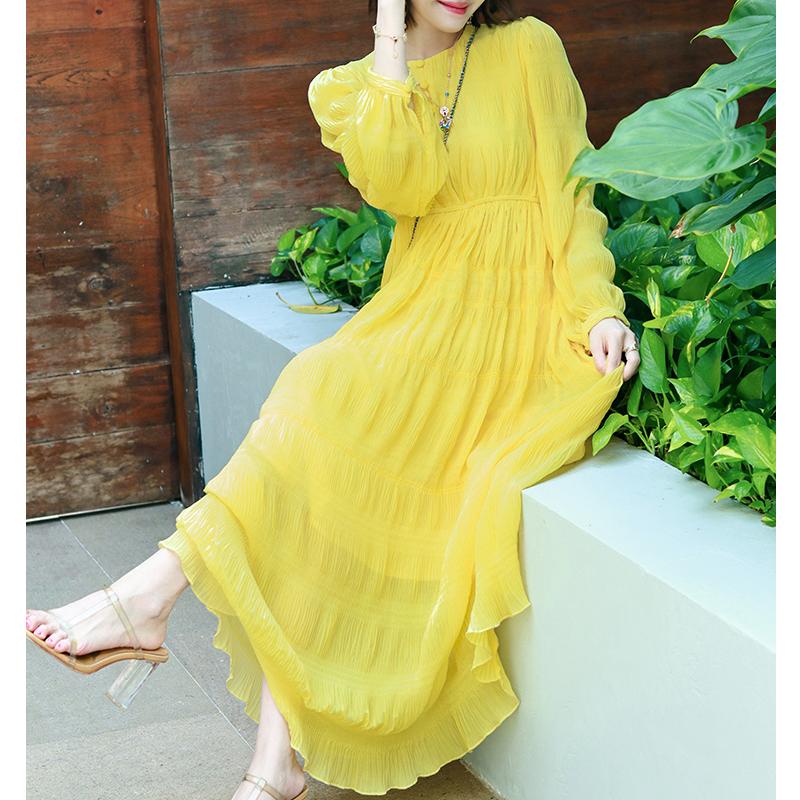 Tender spring summer fold long France style dress