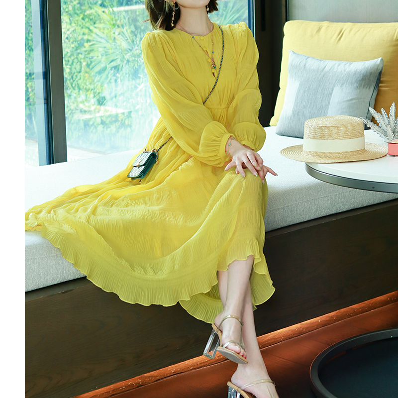 Tender spring summer fold long France style dress