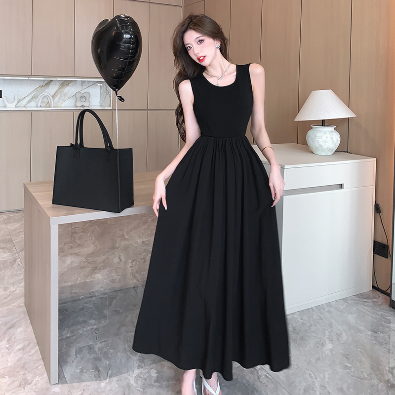 Temperament France style dress black long dress for women