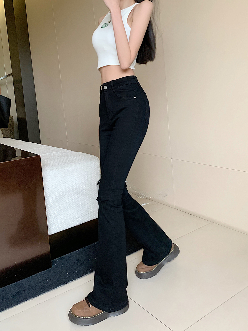 Elasticity high waist spring and autumn jeans for women