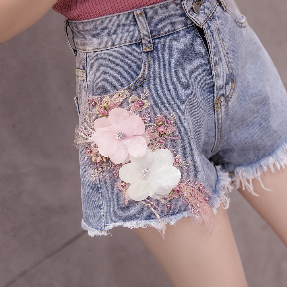 Elegant fashion jeans Casual stereoscopic shorts