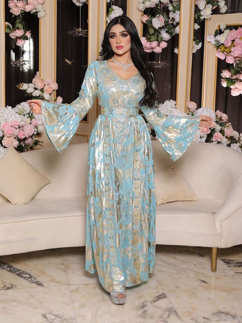 Sequins evening dress embroidered robe