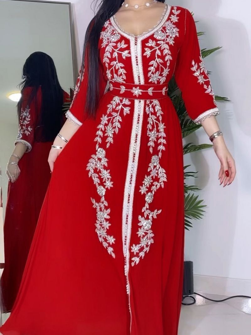 Embroidered robe spring and summer evening dress