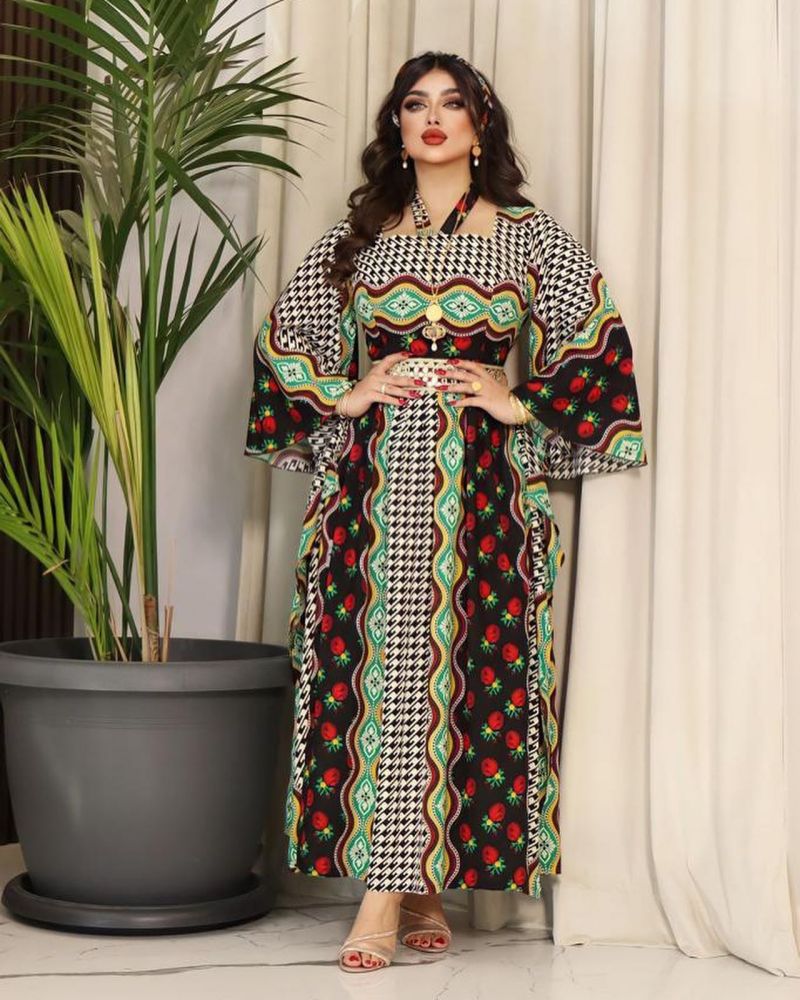 Spring and summer formal dress printing robe for women