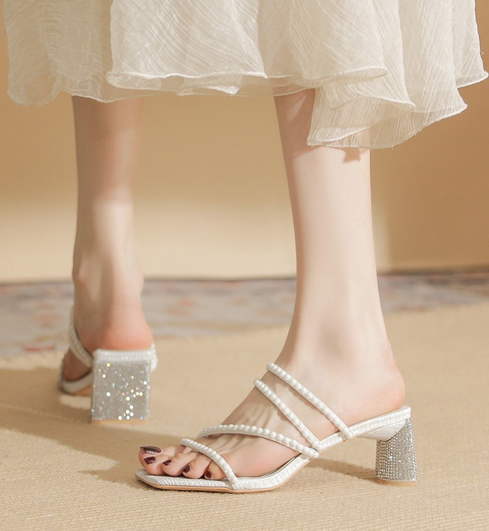 Thick summer slippers sheepskin sandals for women