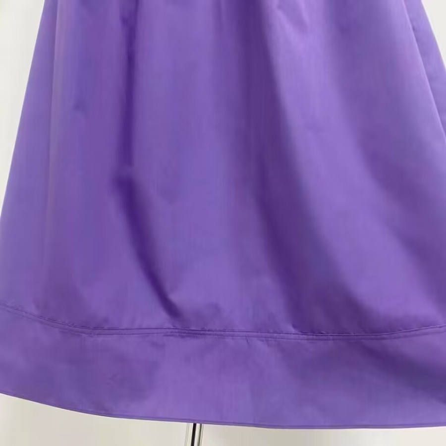 Summer purple long dress France style round neck dress