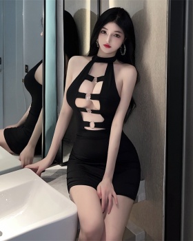 Hollow halter sexy package hip dress for women