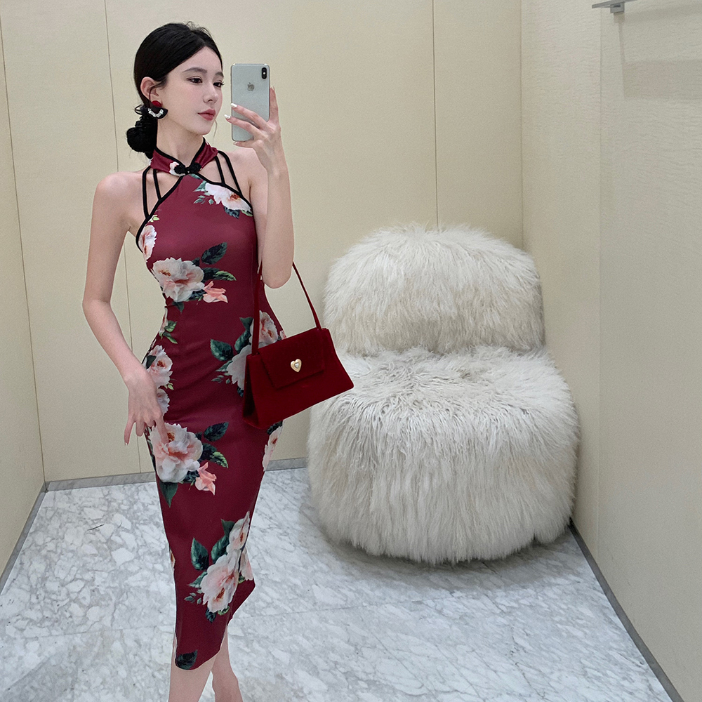 Halter maiden dress package hip cheongsam for women