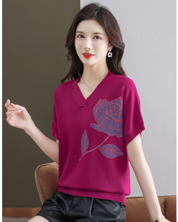 Ice silk small shirt middle-aged tops for women