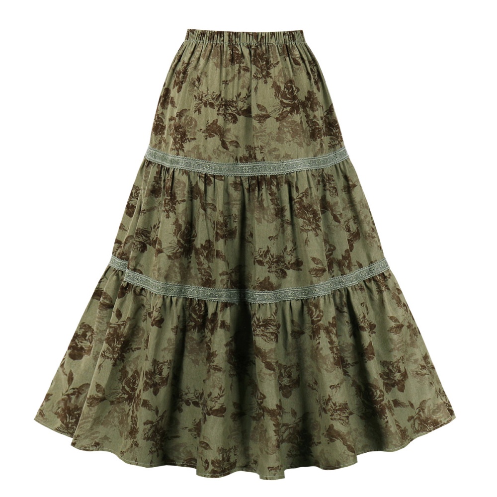 Printing European style lace big skirt skirt