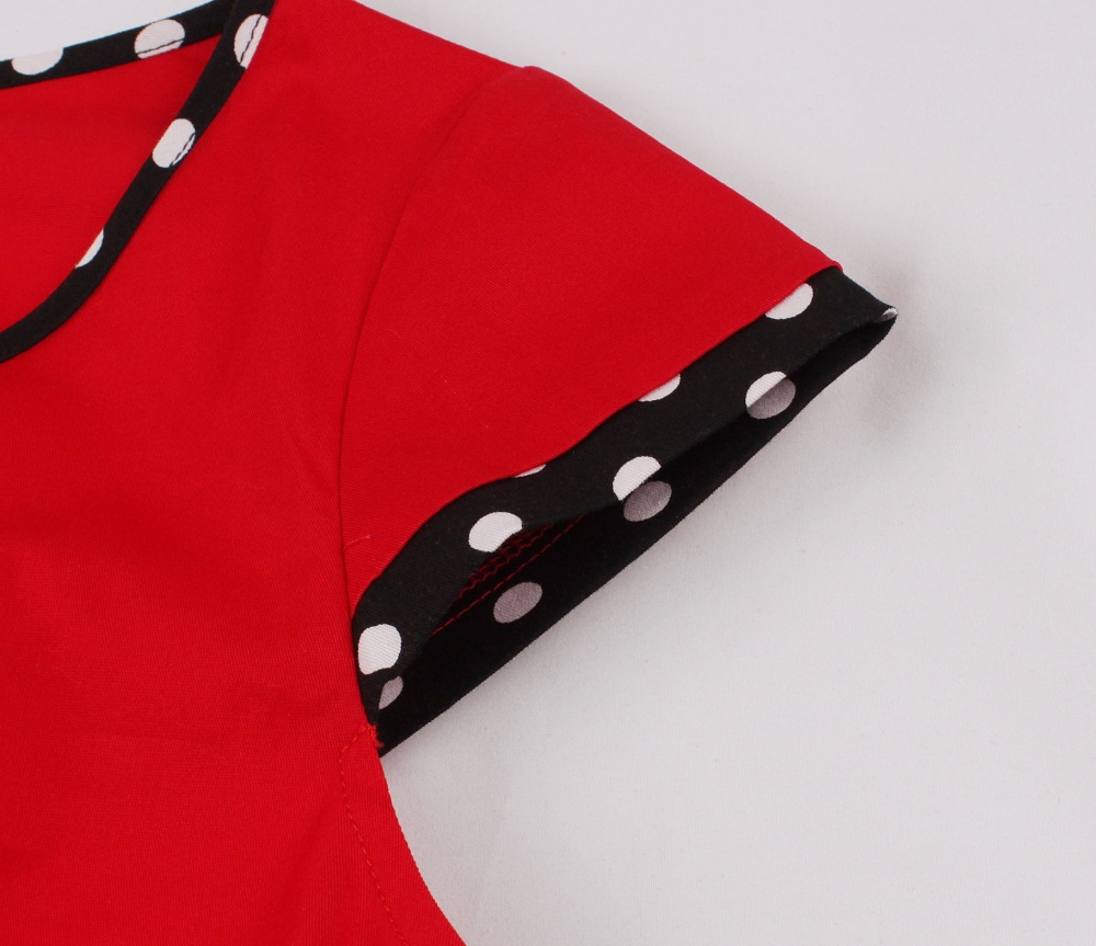 Retro summer short sleeve polka dot dress for women