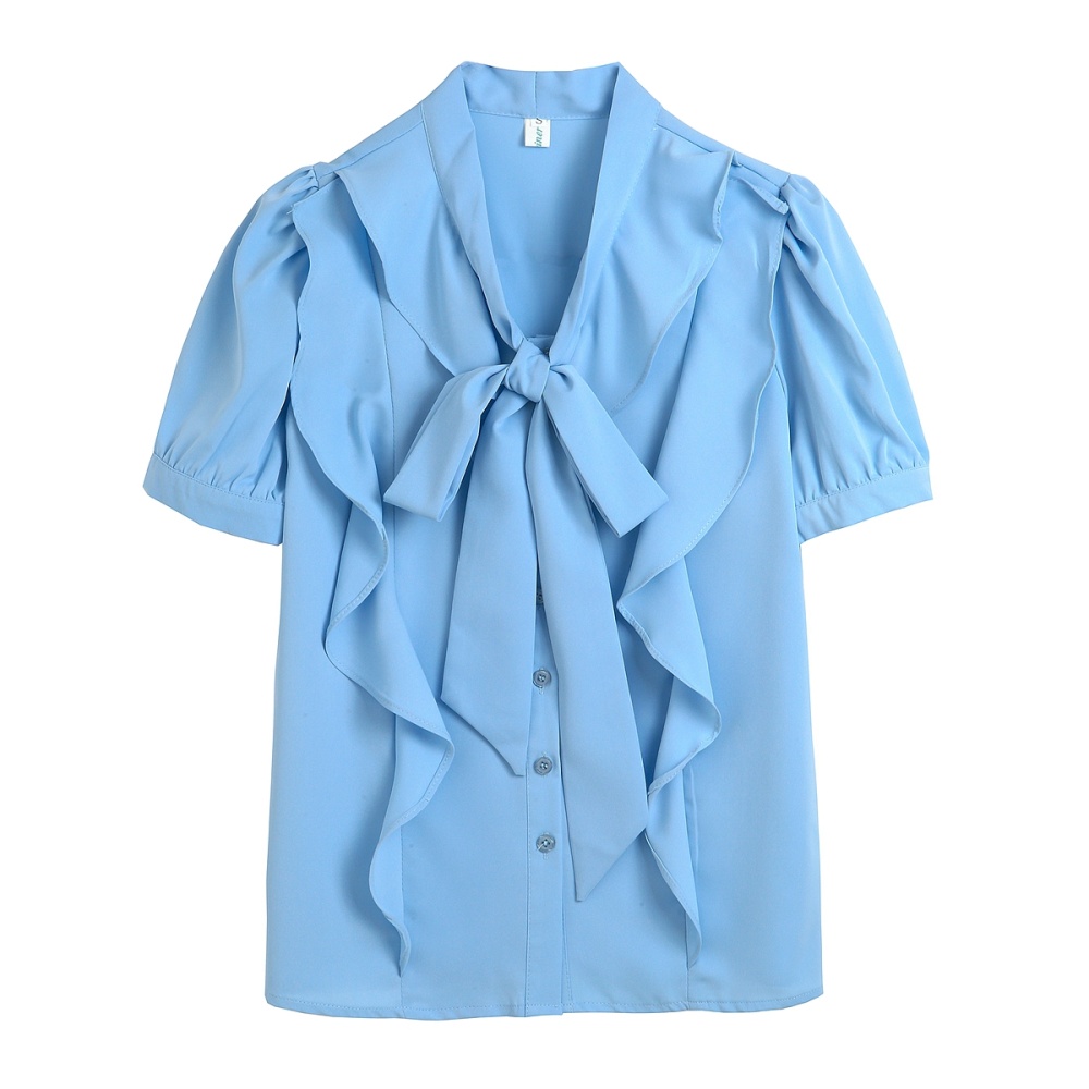 Frenum art puff sleeve summer temperament shirt for women