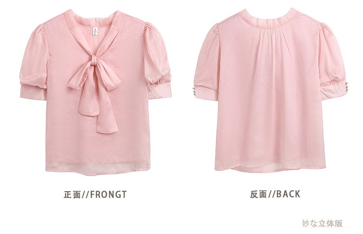 France style bow tops summer shirt for women