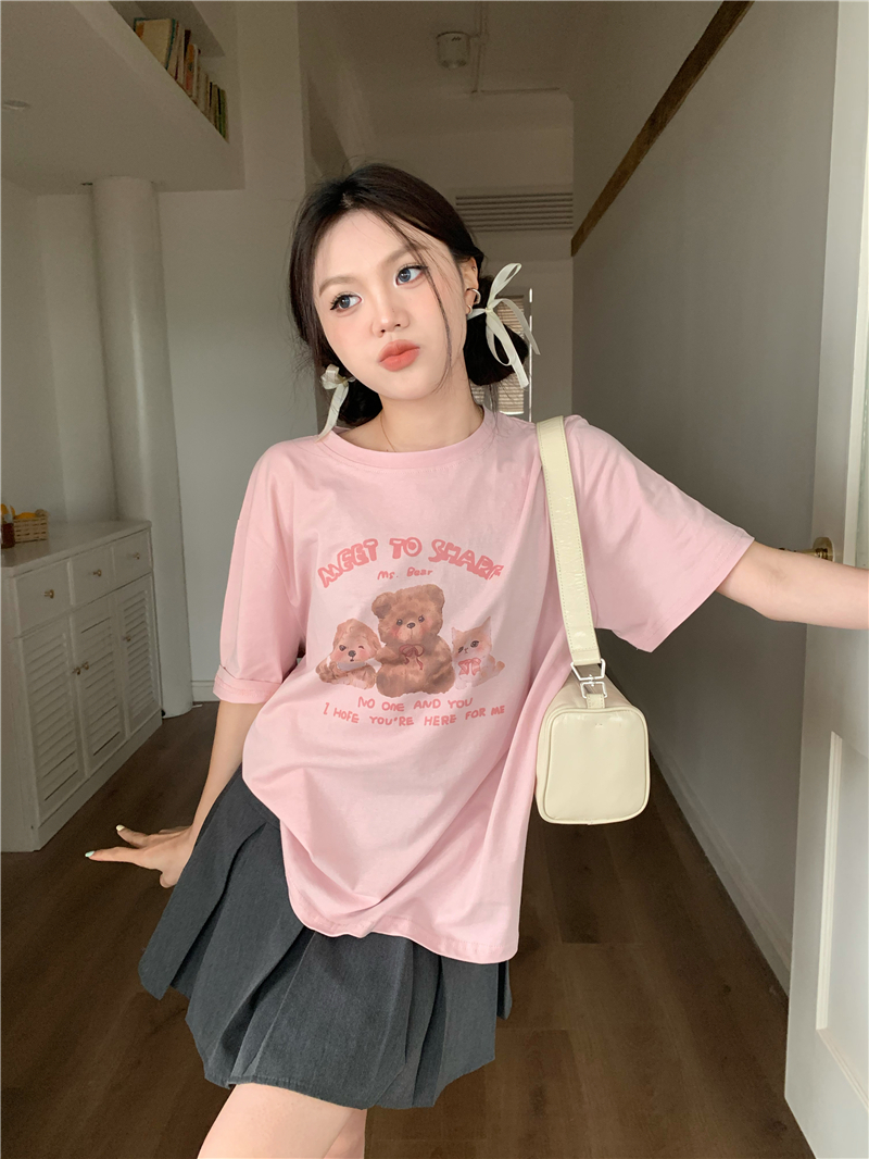 Short sleeve childlike Casual loose all-match T-shirt