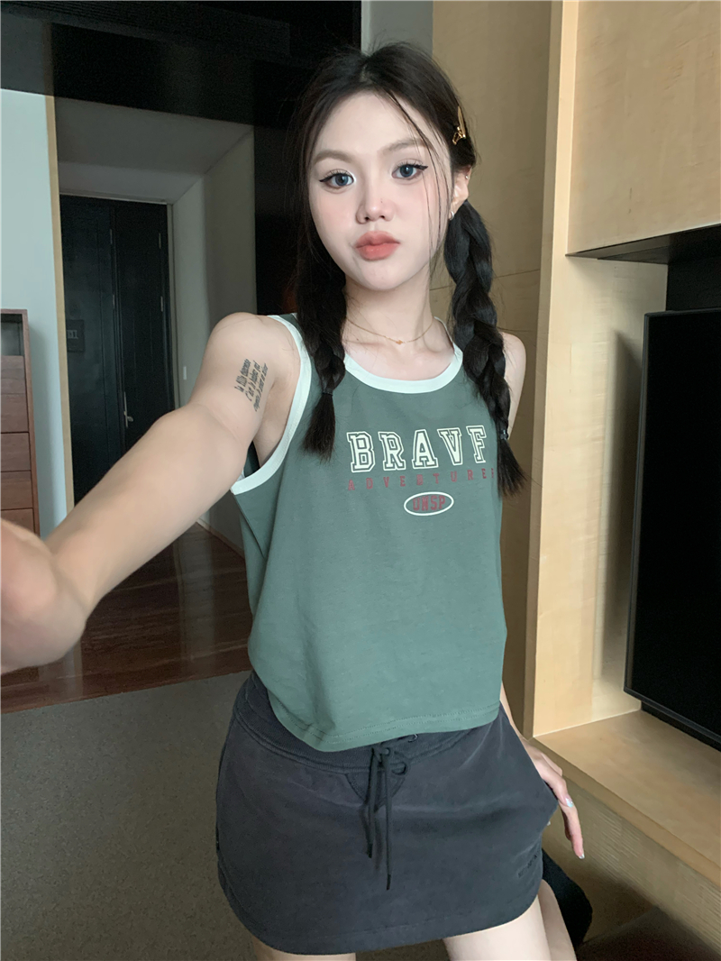 Korean style printing T-shirt letters all-match vest
