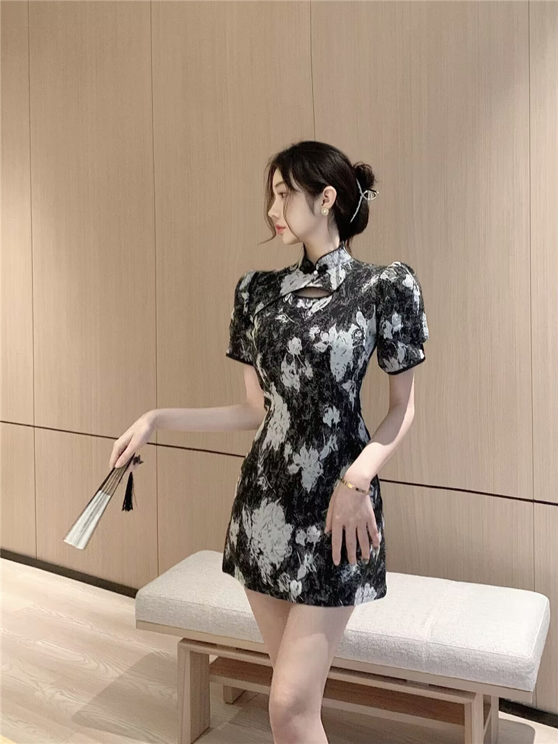 Ink printing cheongsam light Chinese style dress