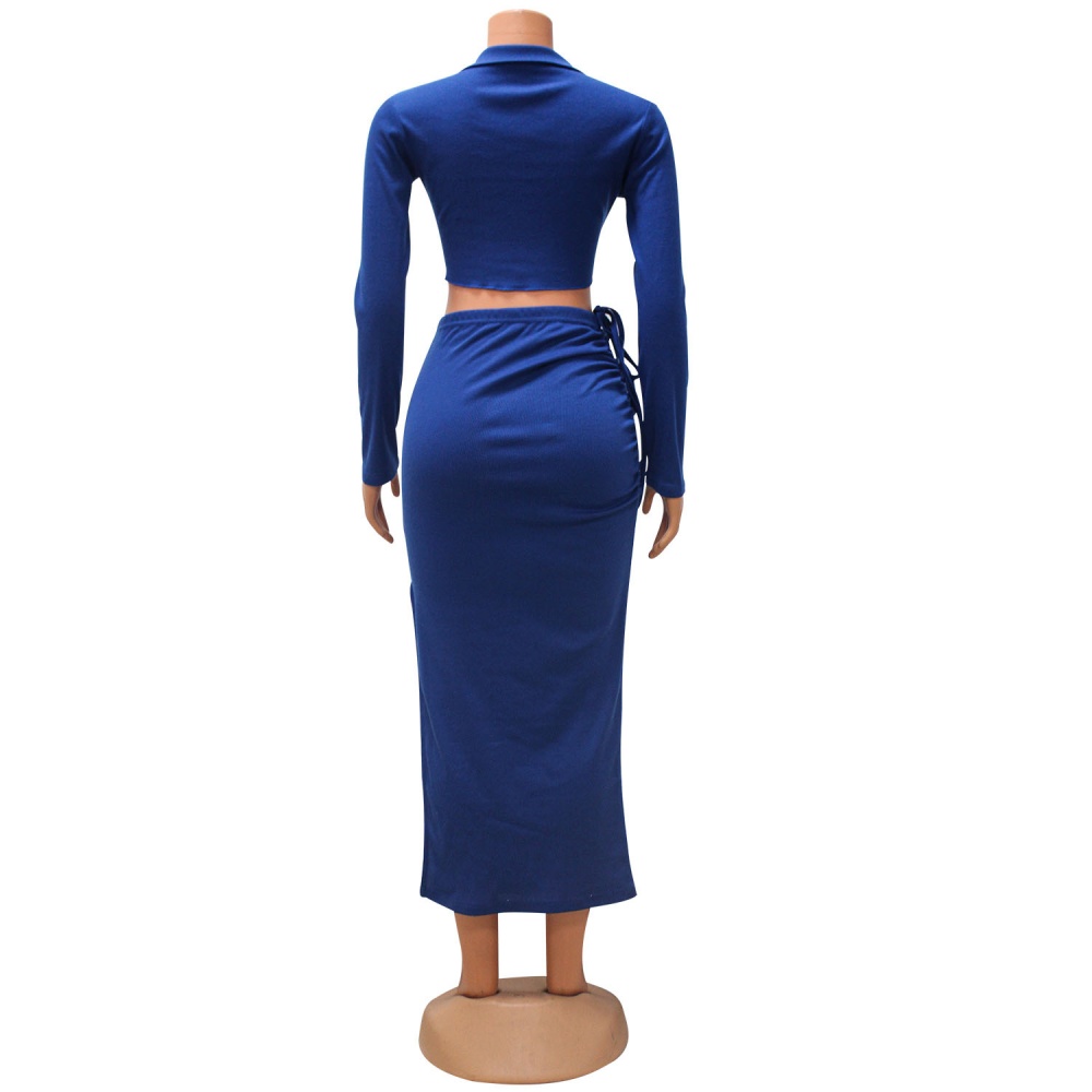 Fashion Casual skirt European style split tops a set