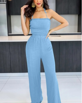 Halter sexy straight bandage wrapped chest jumpsuit
