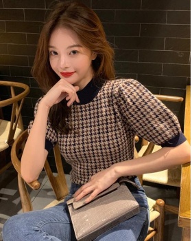 Korean style short sleeve tops slim sweater for women
