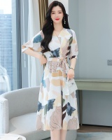 Chiffon France style vacation pinched waist spring dress