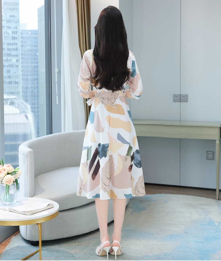 Chiffon France style vacation pinched waist spring dress