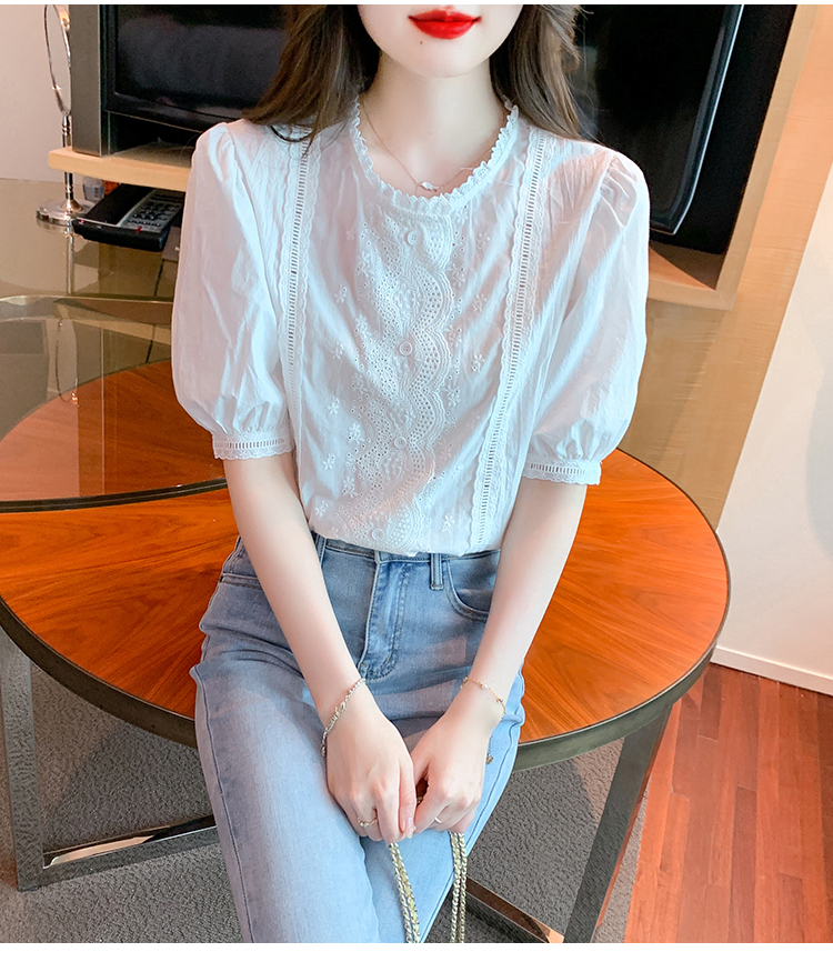 Round neck all-match tops Korean style splice shirt