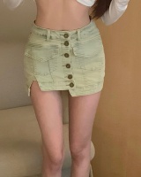 Package hip retro work clothing denim summer short skirt
