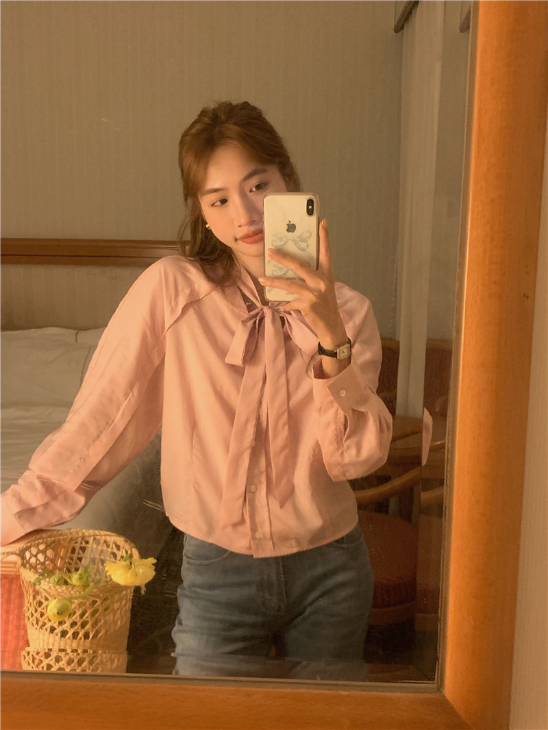Temperament pure Korean style romantic France style shirt