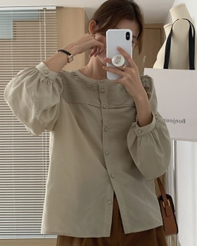 All-match long sleeve pullover Korean style shirt