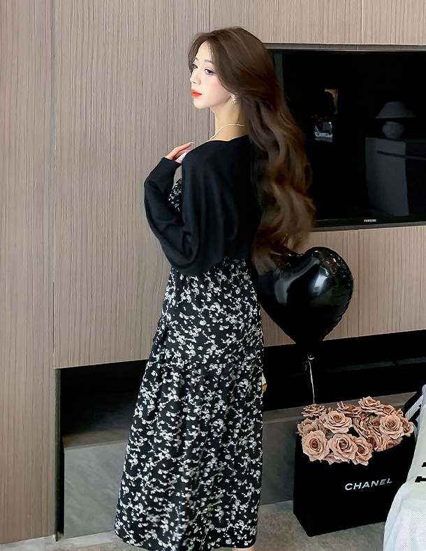 Korean style dress all-match strap dress 2pcs set