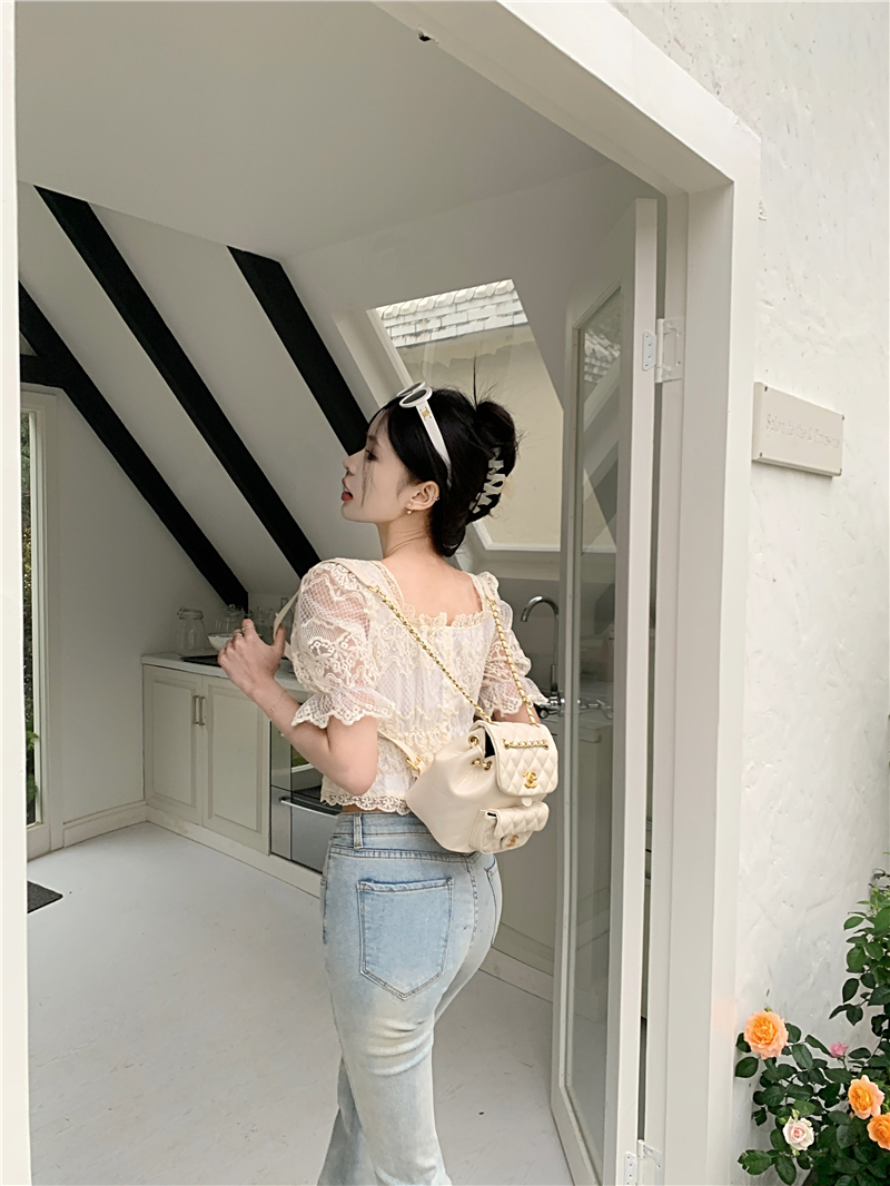 Sweet summer small shirt puff sleeve retro tops