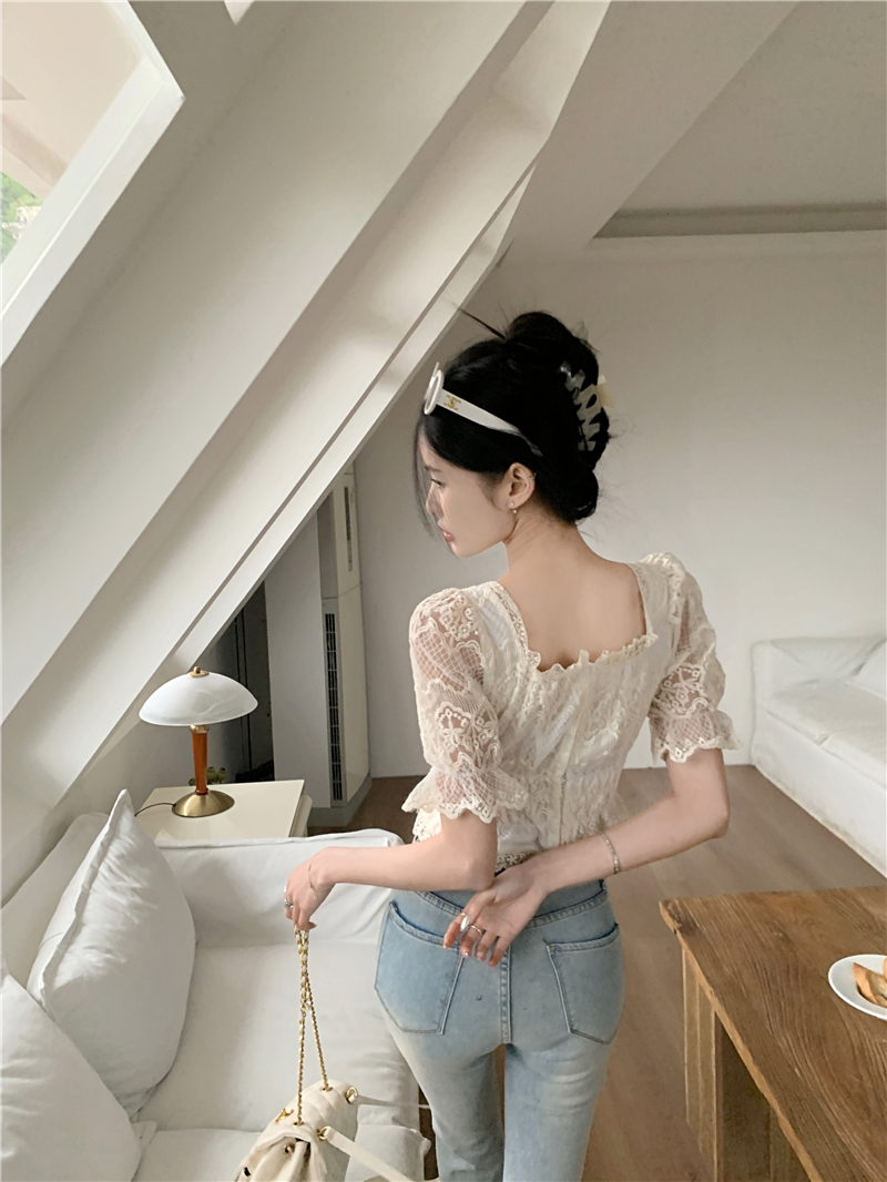 Sweet summer small shirt puff sleeve retro tops