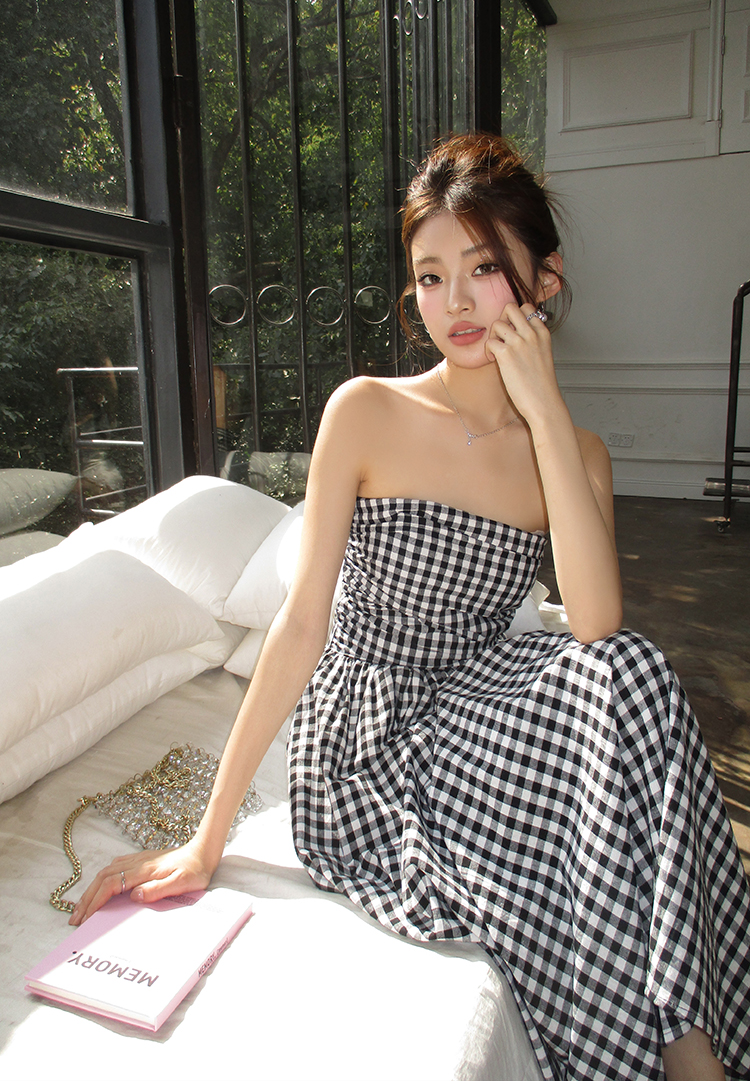 Wrapped chest temperament long dress for women