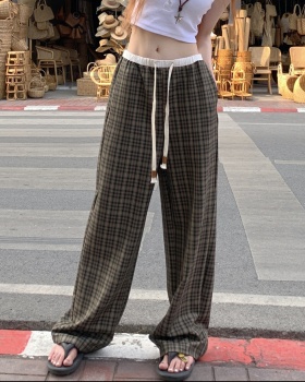 Straight plaid summer casual pants