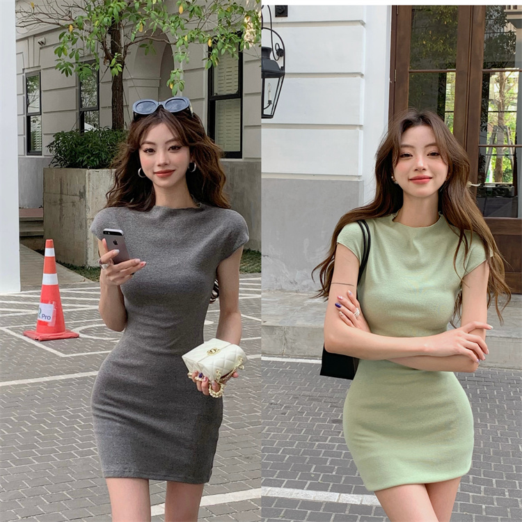 Short sleeve summer package hip dress