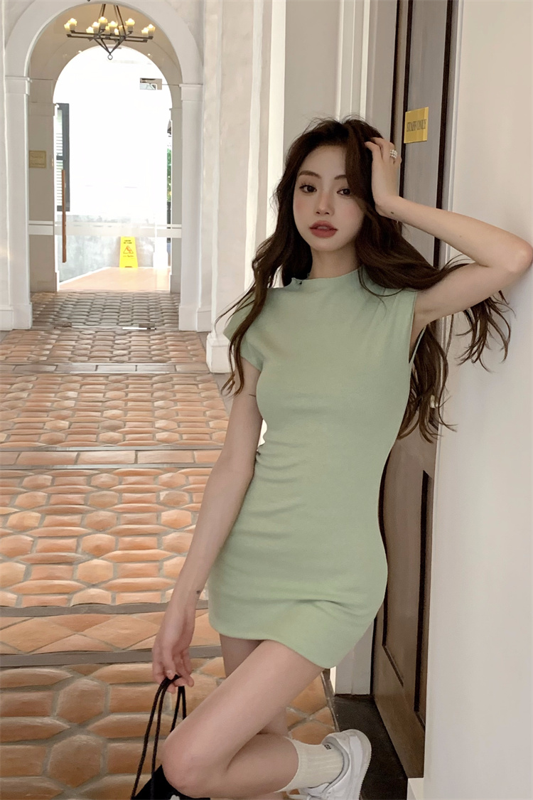 Short sleeve summer package hip dress