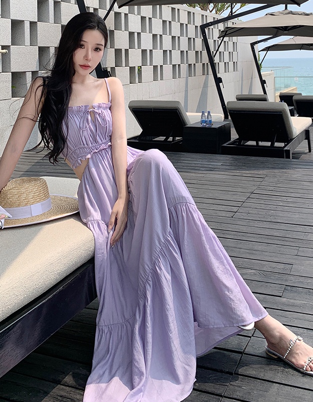 Exquisite big skirt dress cotton romantic beach dress