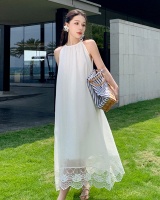 White ladies fashion and elegant vacation dress