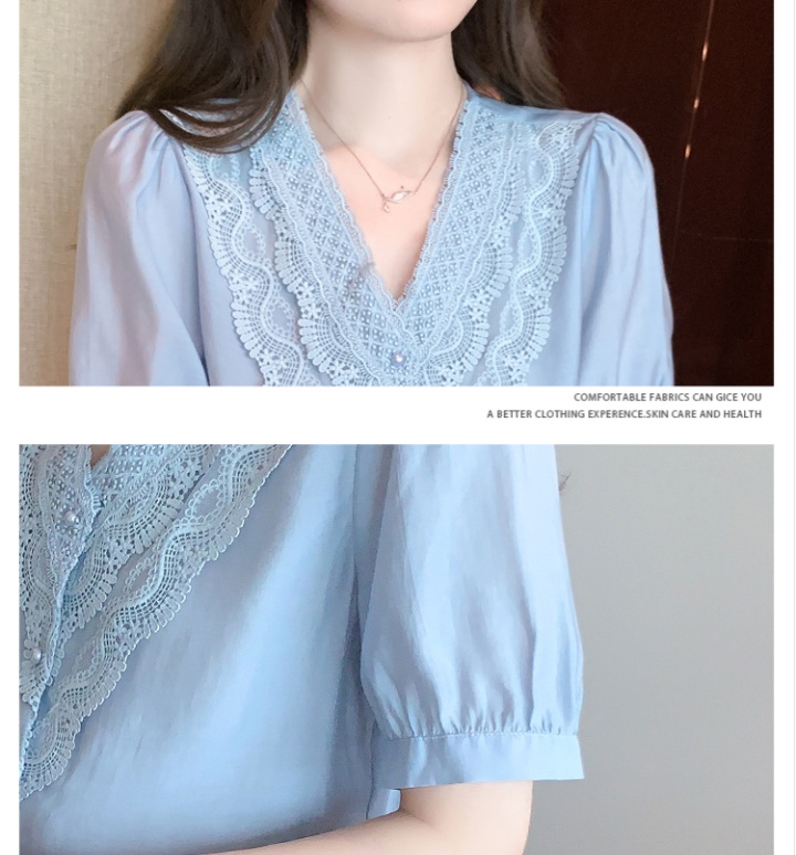 Short sleeve small shirt puff sleeve chiffon shirt for women