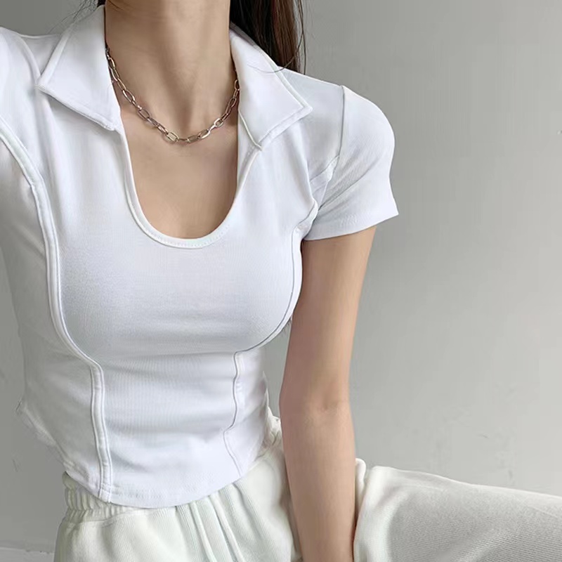 European style short sleeve T-shirt short sexy tops for women