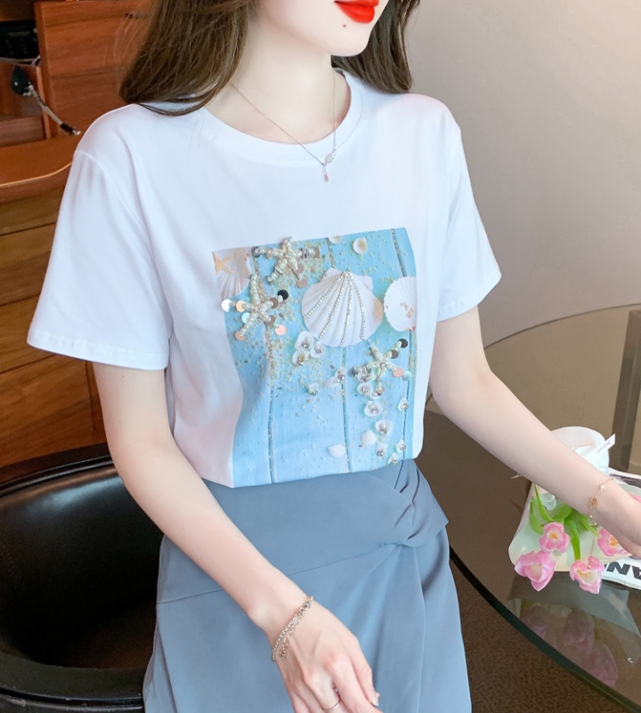 Pure cotton small shirt fashion T-shirt for women