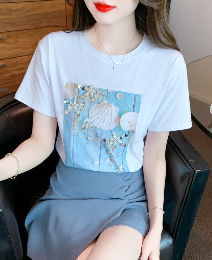 Pure cotton small shirt fashion T-shirt for women