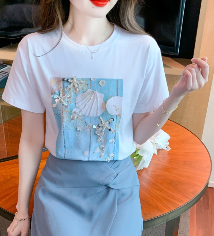 Pure cotton small shirt fashion T-shirt for women