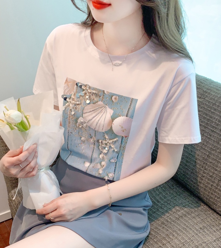 Pure cotton small shirt fashion T-shirt for women