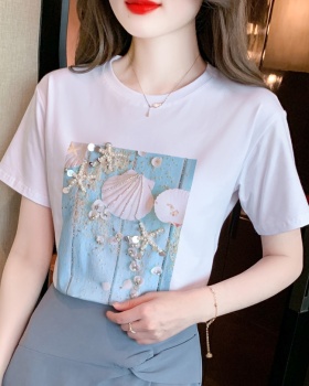 Pure cotton small shirt fashion T-shirt for women