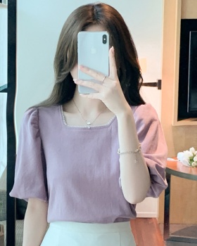 Simple pullover T-shirt summer square collar small shirt