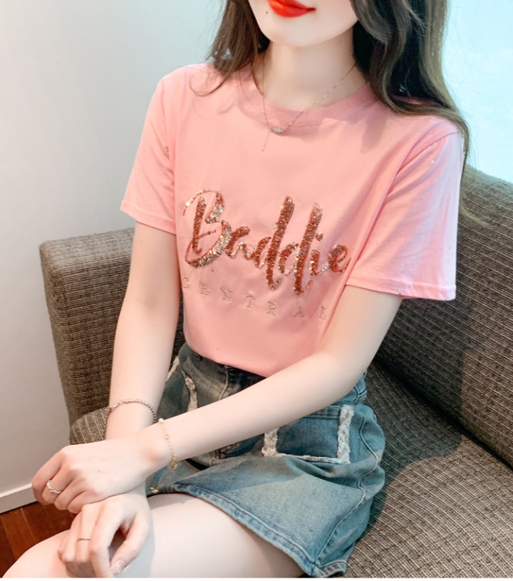 Fashion loose T-shirt letters pullover tops for women